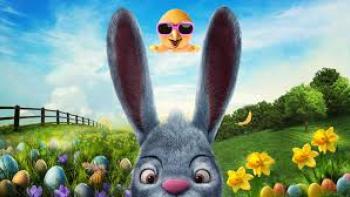 Easter Land: Bunny in field with chick above