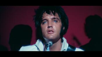EPiC: Elvis Presley in Concert movie: Close-up of Elvis Presley's face during a concert