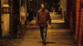 Fallen: Denzel Washington walks through the empty streets of Philadelphia at night