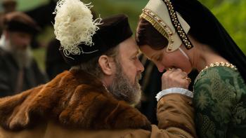 Firebrand: Jude Law smiles as he holds his hand to Alicia Vikander's face