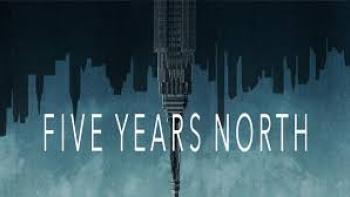 Five Years North Movie: Movie title with city skyline upside down