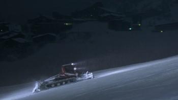 Force Majeure: A snowplow in snow going up a mountain