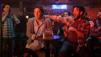 French Girl Movie: Zach Braff and two other characters attend an MMA fight