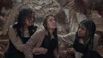 From the Ashes: The Pit movie: Schoolgirls stuck undergound look scared