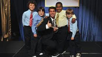 Front of the Class: James Wolk and kids on stage