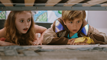 The Furry Fortune: kids look under a bed at wads of money