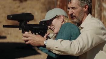 Gloria Bell Movie: Arnold teaches Gloria how to shoot a paintball gun