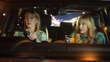 Goodbye June movie: Kate Winslet drives a car with Toni Collette in the passenger seat