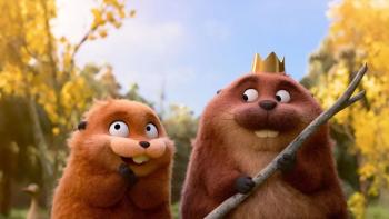 Hoppers movie: King George looks at beaver Mabel