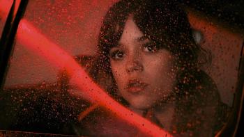 Hurry Up Tomorrow movie: Jenna Ortega sits behind a rainy car window