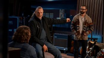 I Can Only Imagine 2 movie: Three men in a recording studio, instruments around them