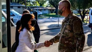 I Am Vanessa Guillen Movie: A woman and a solider shake hands