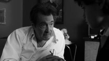 In the Hand of Dante: Al Pacino talks to a boy.