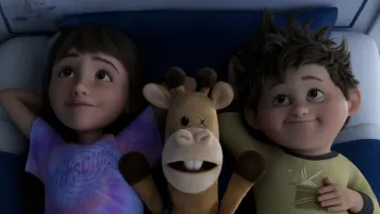 In Your Dreams movie: Brother, sister, and stuffed animal in bed.