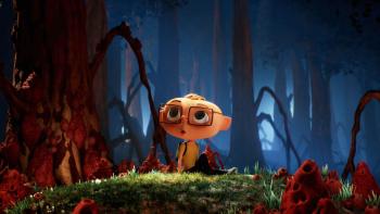 Into the Wonderwoods: Animated image of a male character in a dark woods
