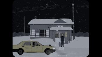 Jinsei movie: A taxi drives up to a house, a man waiting by the car