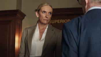Juror #2 Movie: Prosecutor Faith Killebrew (Toni Collette) shoots a withering glance at someone we can't see