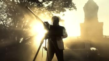 K.G.F. -- Chapter 2: A silhouette of a man operating a military-grade machine gun