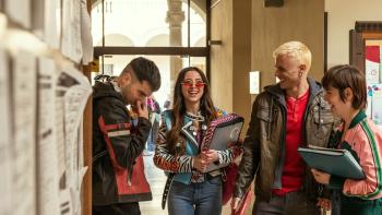 Killer Book Club: Angela and friends on campus. 