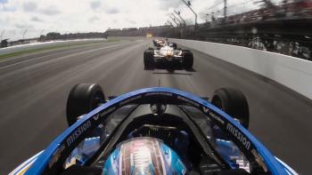 Kyle Larson vs. The Double movie: POV picture of Kyle Larson inside his Indy car during the Indianapolis 500 race 