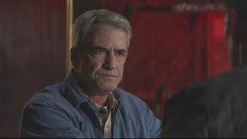 Laws of Man Movie: Villain Benjamin Bonney (Dermot Mulroney) makes a threatening face to someone