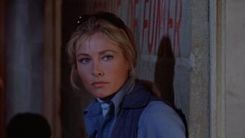 Le Mans: Elga Andersen stands in front of concrete wall and red lettering