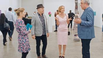 Life Upside Down Movie: Bob Odenkirk, Radha Mitchell, and Danny Huston interact at a gallery opening