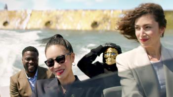 Lift: Ursula Corbero drives a getaway boat.