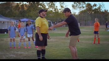 Little Angels movie: Dean Cain yells at a soccer ref while pointing at the ground
