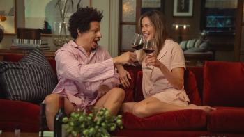 Little Brother: Eric André bonds with Michelle Monaghan.