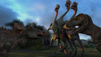 Lone Pup: Animated dinosaurs congregate