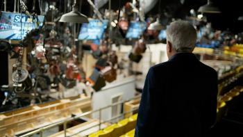 Lorne movie poster: Lorne Michaels looks out over a TV set