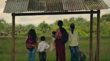 The Lost Children: Back of 4 kids outside