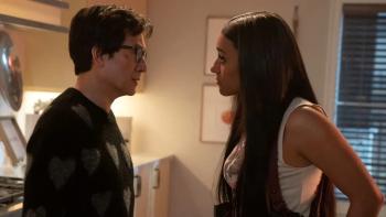 Love Hurts movie: Ke Huy Quan and Ariana DeBose stand in a kitchen looking at each other