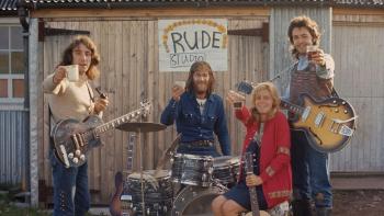 Man on the Run: Wings in front of their impromptu recording space.