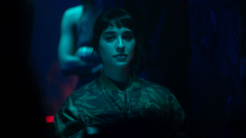 Masterplan: Simona Tabasco lit by blue.