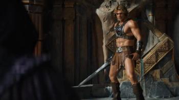 Masters of the Universe movie: He-Man (Nicholas Galitzine) poses with a sword
