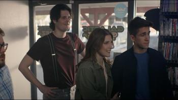 Matter of Time movie: Myles Erlick, Ali Astin, Patrick Britton, and Quinn Angell celebrate their success