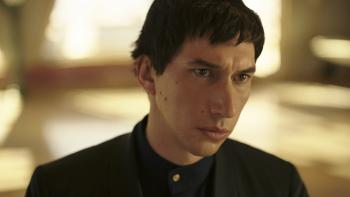 Megalopolis Movie: Cesar Catilina (Adam Driver), looking like the weight of the world is on his shoulders