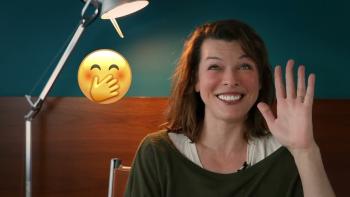 Meme Gods Movie: Woman waves, emoji is next to her