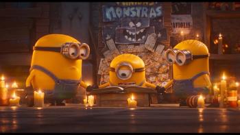 Minions & Monsters movie: A group of minions reads a book
