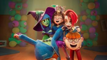 Monster Mia movie: Mia celebrates with her monster friends Oscar, Paprika, and Penelope