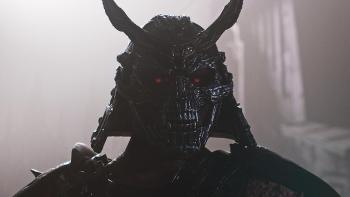 Mortal Kombat II Movie: Hidden behind a fearsome black skull mask, the villainous Shao Kahn plots his latest evil scheme