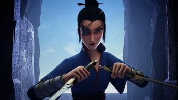Mulan Princess Warrior Movie: animated Asian character holds a sword i