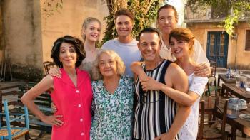 My Big Fat Greek Wedding 3 Movie: The Portokalos family stands outside, smiling