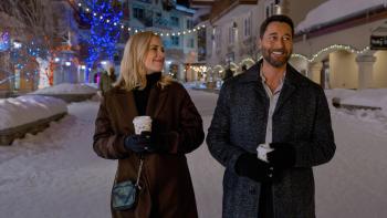 My Secret Santa: Alexandra Breckenridge and Ryan Eggold walk down a street.