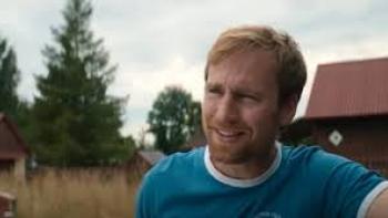 No Pressure: White man in front of a barn