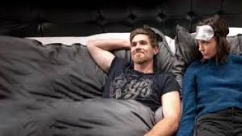 No Sleep Til Christmas: Odette and Dave Annable lounge