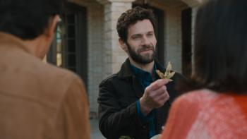 Nuked movie: Justin Bartha offers a fried marijuana leaf to two people