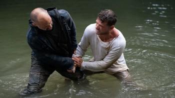 One Mile: Chapter One movie: Ryan Phillippe fights a man holding a knife in a river